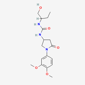 molecular formula C17H25N3O5 B2997477 1-(1-(3,4-二甲氧基苯基)-5-氧代吡咯啉-3-基)-3-(1-羟基丁-2-基)脲 CAS No. 877641-37-7