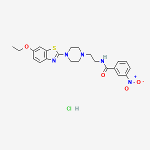 molecular formula C22H26ClN5O4S B2997478 N-(2-(4-(6-ethoxybenzo[d]thiazol-2-yl)piperazin-1-yl)ethyl)-3-nitrobenzamide hydrochloride CAS No. 1217045-77-6