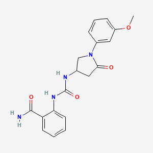 molecular formula C19H20N4O4 B2997489 2-(3-(1-(3-Methoxyphenyl)-5-oxopyrrolidin-3-yl)ureido)benzamide CAS No. 894021-97-7