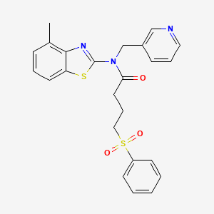 molecular formula C24H23N3O3S2 B2997492 N-(4-甲基苯并[d]噻唑-2-基)-4-(苯磺酰基)-N-(吡啶-3-基甲基)丁酰胺 CAS No. 920393-51-7