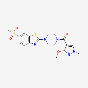 molecular formula C18H21N5O4S2 B2997493 (3-methoxy-1-methyl-1H-pyrazol-4-yl)(4-(6-(methylsulfonyl)benzo[d]thiazol-2-yl)piperazin-1-yl)methanone CAS No. 1171194-14-1