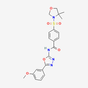 molecular formula C21H22N4O6S B2997496 4-[(4,4-dimethyl-1,3-oxazolidin-3-yl)sulfonyl]-N-[5-(3-methoxyphenyl)-1,3,4-oxadiazol-2-yl]benzamide CAS No. 533870-10-9