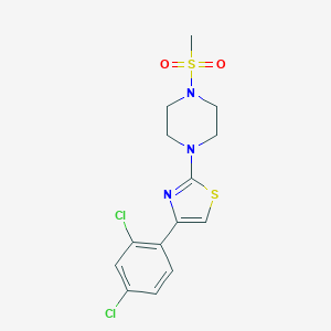 molecular formula C14H15Cl2N3O2S2 B299750 1-[4-(2,4-Dichlorophenyl)-1,3-thiazol-2-yl]-4-(methylsulfonyl)piperazine 
