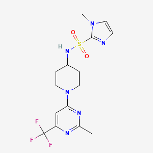 molecular formula C15H19F3N6O2S B2997518 1-methyl-N-{1-[2-methyl-6-(trifluoromethyl)pyrimidin-4-yl]piperidin-4-yl}-1H-imidazole-2-sulfonamide CAS No. 2097926-85-5