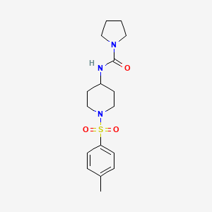 molecular formula C17H25N3O3S B2997523 N-{1-[(4-methylphenyl)sulfonyl]-4-piperidinyl}-1-pyrrolidinecarboxamide CAS No. 551920-84-4