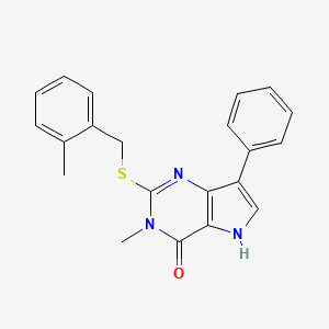 molecular formula C21H19N3OS B2997534 3-甲基-2-((2-甲基苄基)硫代)-7-苯基-3H-吡咯并[3,2-d]嘧啶-4(5H)-酮 CAS No. 2034555-42-3