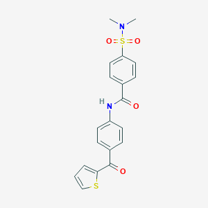 molecular formula C20H18N2O4S2 B299754 4-[(dimethylamino)sulfonyl]-N-[4-(2-thienylcarbonyl)phenyl]benzamide 