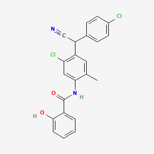 molecular formula C22H16Cl2N2O2 B2997547 N-{5-chloro-4-[(4-chlorophenyl)(cyano)methyl]-2-methylphenyl}-2-hydroxybenzamide CAS No. 61439-05-2