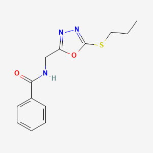 molecular formula C13H15N3O2S B2997554 N-[(5-丙基硫烷基-1,3,4-恶二唑-2-基)甲基]苯甲酰胺 CAS No. 941875-37-2