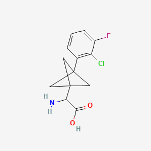 molecular formula C13H13ClFNO2 B2997561 2-Amino-2-[3-(2-chloro-3-fluorophenyl)-1-bicyclo[1.1.1]pentanyl]acetic acid CAS No. 2287261-23-6