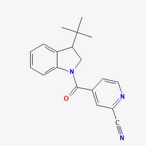 molecular formula C19H19N3O B2997586 4-(3-Tert-butyl-2,3-dihydroindole-1-carbonyl)pyridine-2-carbonitrile CAS No. 2188760-33-8