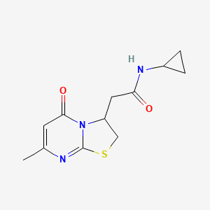 molecular formula C12H15N3O2S B2997587 N-cyclopropyl-2-(7-methyl-5-oxo-3,5-dihydro-2H-thiazolo[3,2-a]pyrimidin-3-yl)acetamide CAS No. 953206-28-5