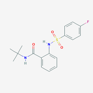 molecular formula C17H19FN2O3S B299759 N-tert-butyl-2-{[(4-fluorophenyl)sulfonyl]amino}benzamide 