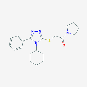 molecular formula C20H26N4OS B299762 4-cyclohexyl-3-{[2-oxo-2-(1-pyrrolidinyl)ethyl]thio}-5-phenyl-4H-1,2,4-triazole 