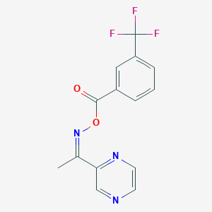 molecular formula C14H10F3N3O2 B2997632 2-({[3-(三氟甲基)苯甲酰]氧代}乙酰亚胺)吡嗪 CAS No. 866019-14-9