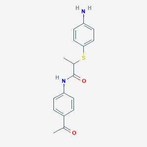 molecular formula C17H18N2O2S B2997633 N-(4-Acetylphenyl)-2-[(4-aminophenyl)thio]-propanamide CAS No. 899583-57-4