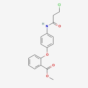 molecular formula C17H16ClNO4 B2997635 Methyl 2-{4-[(3-chloropropanoyl)amino]phenoxy}benzenecarboxylate CAS No. 866020-20-4