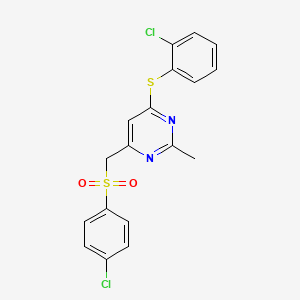 4-((2-Chlorophenyl)sulfanyl)-6-(((4-chlorophenyl)sulfonyl)methyl)-2-methylpyrimidine