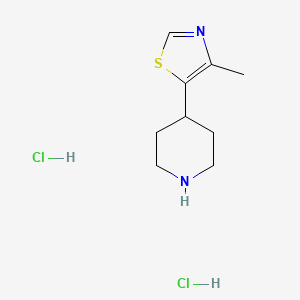 molecular formula C9H16Cl2N2S B2997648 4-甲基-5-哌啶-4-基-1,3-噻唑；二盐酸盐 CAS No. 2490418-77-2