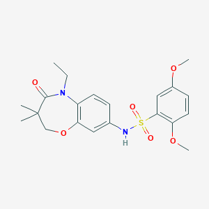 molecular formula C21H26N2O6S B2997659 N-(5-ethyl-3,3-dimethyl-4-oxo-2,3,4,5-tetrahydrobenzo[b][1,4]oxazepin-8-yl)-2,5-dimethoxybenzenesulfonamide CAS No. 922097-48-1