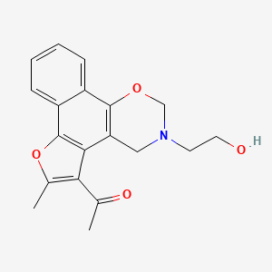 molecular formula C19H19NO4 B2997661 1-(3-(2-羟乙基)-6-甲基-3,4-二氢-2H-呋喃[3',2':3,4]萘并[2,1-e][1,3]恶嗪-5-基)乙酮 CAS No. 438486-50-1