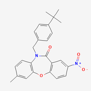 molecular formula C25H24N2O4 B2997701 10-[4-(tert-butyl)benzyl]-7-methyl-2-nitrodibenzo[b,f][1,4]oxazepin-11(10H)-one CAS No. 866156-38-9