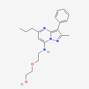 molecular formula C20H26N4O2 B2997712 2-(2-((2-Methyl-3-phenyl-5-propylpyrazolo[1,5-a]pyrimidin-7-yl)amino)ethoxy)ethanol CAS No. 896850-17-2