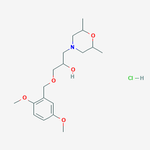 molecular formula C18H30ClNO5 B2997716 1-((2,5-Dimethoxybenzyl)oxy)-3-(2,6-dimethylmorpholino)propan-2-ol hydrochloride CAS No. 1212219-69-6