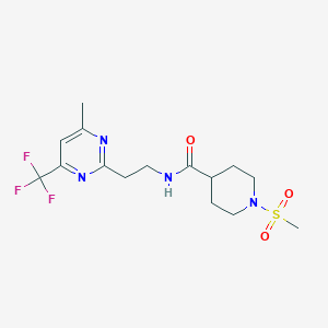 molecular formula C15H21F3N4O3S B2997723 N-(2-(4-methyl-6-(trifluoromethyl)pyrimidin-2-yl)ethyl)-1-(methylsulfonyl)piperidine-4-carboxamide CAS No. 1396849-13-0