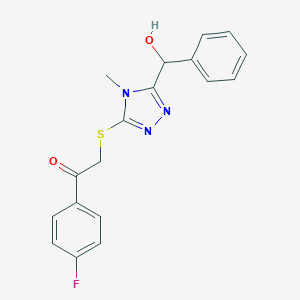 molecular formula C18H16FN3O2S B299773 1-(4-fluorophenyl)-2-({5-[hydroxy(phenyl)methyl]-4-methyl-4H-1,2,4-triazol-3-yl}sulfanyl)ethanone 
