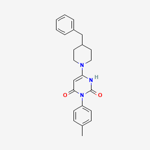 molecular formula C23H25N3O2 B2997738 6-(4-苄基哌啶-1-基)-3-(对甲苯基)嘧啶-2,4(1H,3H)-二酮 CAS No. 847399-44-4