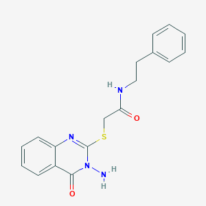 molecular formula C18H18N4O2S B299775 2-[(3-amino-4-oxo-3,4-dihydro-2-quinazolinyl)sulfanyl]-N-(2-phenylethyl)acetamide 