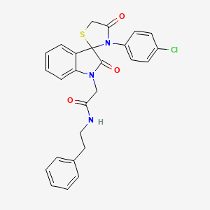 molecular formula C26H22ClN3O3S B2997751 2-(3'-(4-chlorophenyl)-2,4'-dioxospiro[indoline-3,2'-thiazolidin]-1-yl)-N-phenethylacetamide CAS No. 894554-54-2