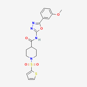 molecular formula C19H20N4O5S2 B2997757 N-(5-(3-methoxyphenyl)-1,3,4-oxadiazol-2-yl)-1-(thiophen-2-ylsulfonyl)piperidine-4-carboxamide CAS No. 941941-64-6