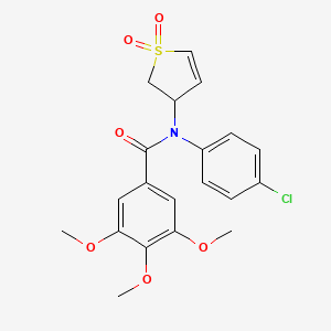 molecular formula C20H20ClNO6S B2997779 N-(4-chlorophenyl)-N-(1,1-dioxido-2,3-dihydrothiophen-3-yl)-3,4,5-trimethoxybenzamide CAS No. 863007-38-9
