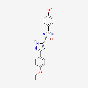 molecular formula C20H18N4O3 B2997784 5-(3-(4-ethoxyphenyl)-1H-pyrazol-5-yl)-3-(4-methoxyphenyl)-1,2,4-oxadiazole CAS No. 1187635-95-5