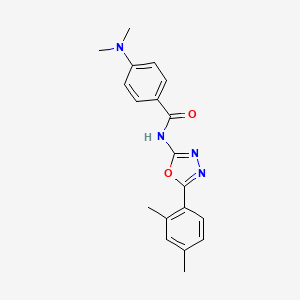 molecular formula C19H20N4O2 B2997789 4-(dimethylamino)-N-(5-(2,4-dimethylphenyl)-1,3,4-oxadiazol-2-yl)benzamide CAS No. 891114-28-6