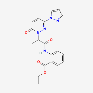 ethyl 2-(2-(6-oxo-3-(1H-pyrazol-1-yl)pyridazin-1(6H)-yl)propanamido)benzoate