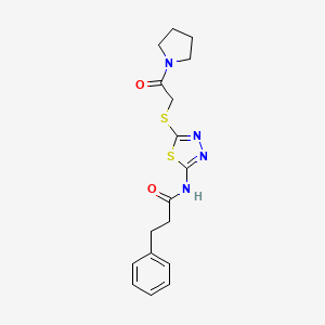 N-(5-{[2-oxo-2-(pyrrolidin-1-yl)ethyl]sulfanyl}-1,3,4-thiadiazol-2-yl)-3-phenylpropanamide