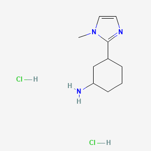 molecular formula C10H19Cl2N3 B2997811 3-(1-Methylimidazol-2-yl)cyclohexan-1-amine;dihydrochloride CAS No. 2460755-06-8