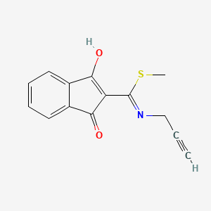 molecular formula C14H11NO2S B2997814 2-(甲硫基(丙-2-炔基氨基)亚甲基)茚满-1,3-二酮 CAS No. 1274903-29-5