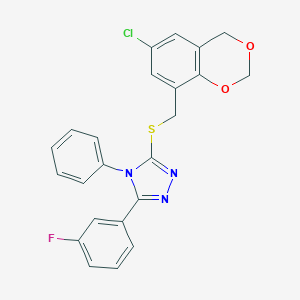 molecular formula C23H17ClFN3O2S B299782 (6-chloro-4H-1,3-benzodioxin-8-yl)methyl 5-(3-fluorophenyl)-4-phenyl-4H-1,2,4-triazol-3-yl sulfide 