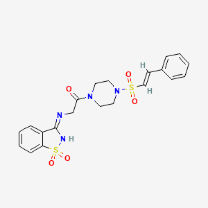 2-[(1,1-Dioxo-1,2-benzothiazol-3-ylidene)amino]-1-[4-[(E)-2-phenylethenyl]sulfonylpiperazin-1-yl]ethanone