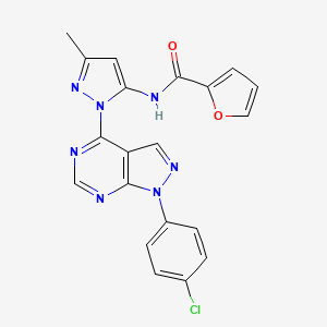 molecular formula C20H14ClN7O2 B2997852 N-(1-(1-(4-chlorophenyl)-1H-pyrazolo[3,4-d]pyrimidin-4-yl)-3-methyl-1H-pyrazol-5-yl)furan-2-carboxamide CAS No. 1005952-23-7