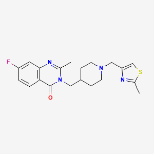 molecular formula C20H23FN4OS B2997858 7-Fluoro-2-methyl-3-[[1-[(2-methyl-1,3-thiazol-4-yl)methyl]piperidin-4-yl]methyl]quinazolin-4-one CAS No. 2415512-60-4