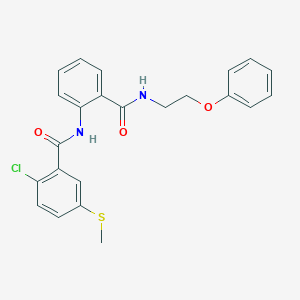 molecular formula C23H21ClN2O3S B299786 2-chloro-5-(methylsulfanyl)-N-{2-[(2-phenoxyethyl)carbamoyl]phenyl}benzamide 