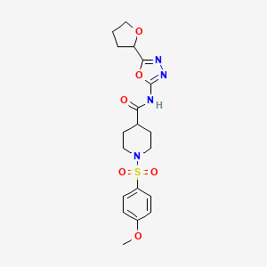 molecular formula C19H24N4O6S B2997881 1-((4-methoxyphenyl)sulfonyl)-N-(5-(tetrahydrofuran-2-yl)-1,3,4-oxadiazol-2-yl)piperidine-4-carboxamide CAS No. 921518-00-5
