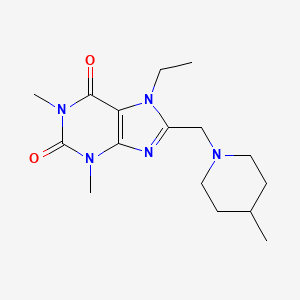 molecular formula C16H25N5O2 B2997884 7-乙基-1,3-二甲基-8-[(4-甲基哌啶-1-基)甲基]嘌呤-2,6-二酮 CAS No. 851937-39-8