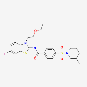 molecular formula C24H28FN3O4S2 B2997887 (Z)-N-(3-(2-乙氧基乙基)-6-氟苯并[d]噻唑-2(3H)-亚甲基)-4-((3-甲基哌啶-1-基)磺酰基)苯甲酰胺 CAS No. 897616-36-3