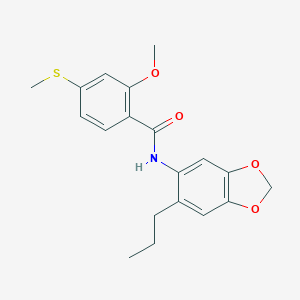 molecular formula C19H21NO4S B299789 2-methoxy-4-(methylsulfanyl)-N-(6-propyl-1,3-benzodioxol-5-yl)benzamide 